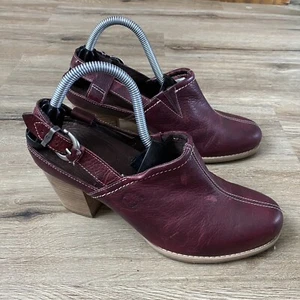 TIMBERLAND Earthkeepers Rudston 19692M Slingback Heeled Clogs Size 9.5 Maroon - Picture 1 of 10