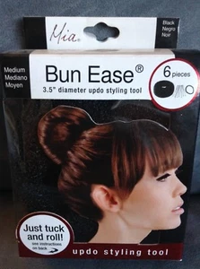 MIA BUN EASE UPDO STYLING TOOL BLACK MEDIUM 6 PIECE TUCK & ROLL FOR HAIR - NEW - Picture 1 of 4