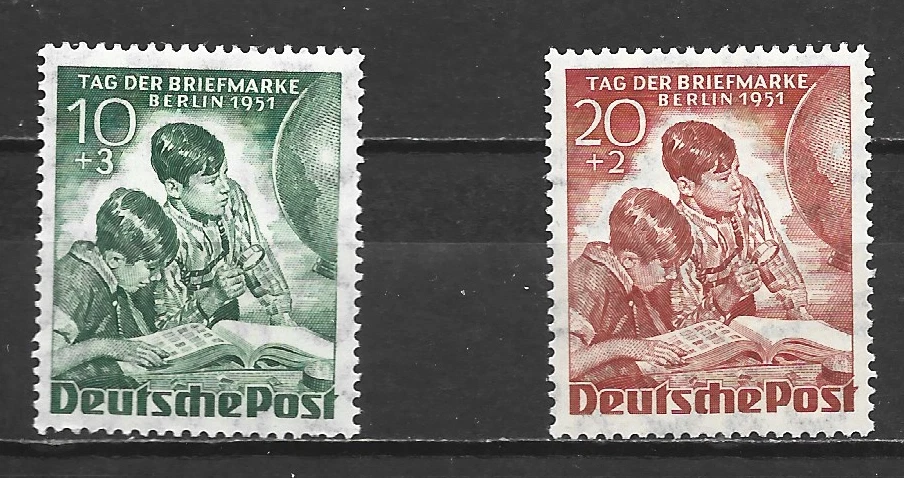 GERMANY - BERLIN - 1951 The Day of Stamps - VERY LIGHTLY HINGED COMPLETE SET. - Image 1 of 1