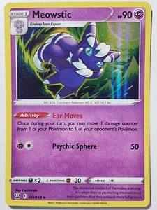 HOLO Meowstic 061/163 LP - RARE Battle Styles Pokemon Card - Yuu Nishida Art - Picture 1 of 3