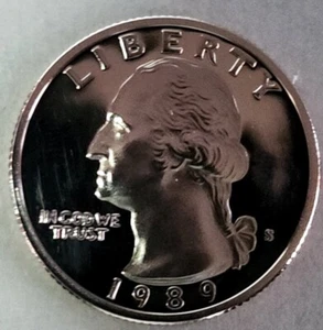 USA - ¼ Dollar -1989 - S Proof - Washington Quarter -Nickel Plated Copper - 164a - Picture 1 of 9