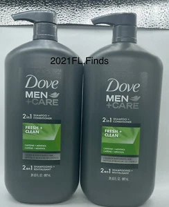 Champú y acondicionador Jumbo Dove Men+Care 2 en 1 Fresh&Clean (31 fl oz) X2 - Imagen 1 de 3