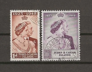 TURKS & CAICOS ISLANDS 1948 SG 208/209 USED - Picture 1 of 1