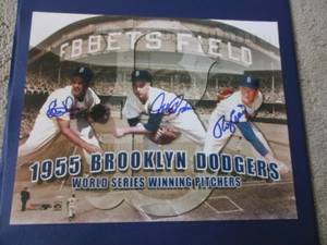 Hand signed 1955 BROOKLYN DODGERS PITCHERS AUTOGRAPH PHOTO Labine Podres Craig - Picture 1 of 5