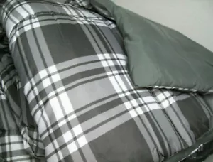 Martha Stewart Gray Plaid Reversible Down Alternative King Comforter New - Picture 1 of 5