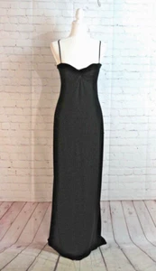 Du ~ Laundry By Shelli Segal Formal Maxi Spaghetti Strap Dress ~ Black ~ Sz 8 - Picture 1 of 8