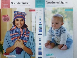 2 Beautful Scandi Style Knitting Patterns  Baby Cardigan + Hat & Scarf Ski Set - Picture 1 of 3