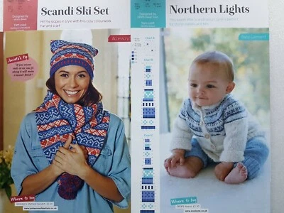 2 Beautful Scandi Style Knitting Patterns  Baby Cardigan + Hat & Scarf Ski Set - Image 1 of 3