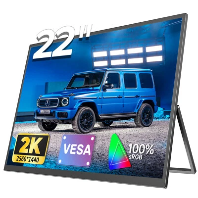 Portable Monitor 22" 2K Laptop Monitor USB C HDMI Gaming 2560x1440 IPS Display - Image 1 of 4