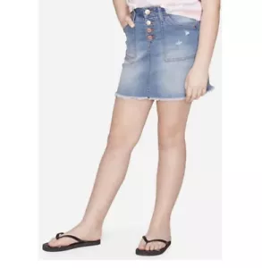 Justice Girl's Size 10 Destructed High Waist Denim Skirt Medium Wash New - Picture 1 of 2