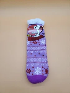 New Peanuts Sherpa Lined Socks Snoopy One Size Fits Soft Non-Slip Pink/ Red - Picture 1 of 11