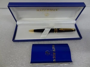 Vintage Waterman Expert II Ballpoint Pen Black & Gold Trim w/ Box - Picture 1 of 13