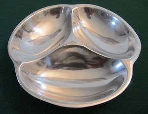 "Nambé #589 plato de dulces vintage dividido 3 secciones porciones pesadas de 8,5""" - Imagen 1 de 14