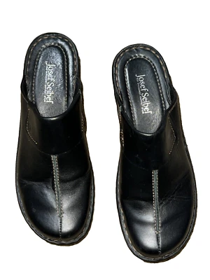 Josef Seibel Black Leather Clogs Mules Shoes Size 40 or 8.5 - Image 1 of 4