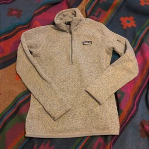 Patagonia Logo Better Sweater Heather Grey 1/4 Zip Knit Pullover Women's Sz XS - Picture 1 of 7