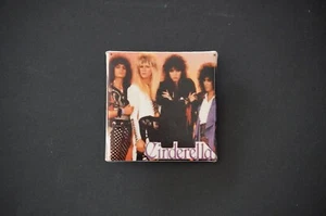 VTG CINDERELLA BAND SQUARE BUTTON PIN - Picture 1 of 2