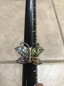 Gr. 7 Sterling Silber Ring mit mehreren Edelsteinen - Bild 1 von 2