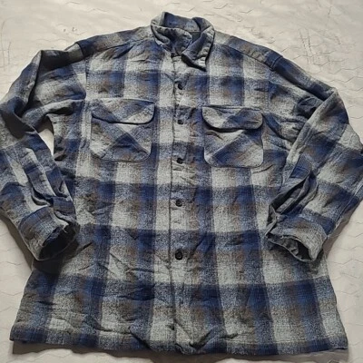 Camisa Pendleton Board de Colección Lana Franela a Cuadros Para Hombre S/M Med Azul Gris  Foto 1 de 4