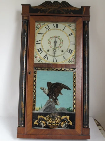 Antique Seth Thomas Clock Door has a Patriotic Eagle Painted on Glass  c. 1830's Cover