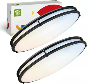 LED 24 Inch Oval Flush Mount Light Fixture | 38W 3280LM 2700K-5000K 120V | 5CCT, - Picture 1 of 9