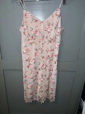 Ultra Flirt Maxi Dress Spaghtti Strap Pink w Flowers Women's X-Large NWT - Image 1 of 3