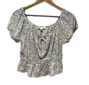 Top Floral Rosa Cottagecore Boho Calado Para Mujer Mediano Peplum Manga Corta - Imagen 1 de 5