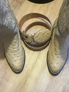 Don Coco Stiefel & Gürtel Herren 9 (MEX 28) 9,5 Strauß Vollschaft Hellbraun/Sand Set - Bild 1 von 24