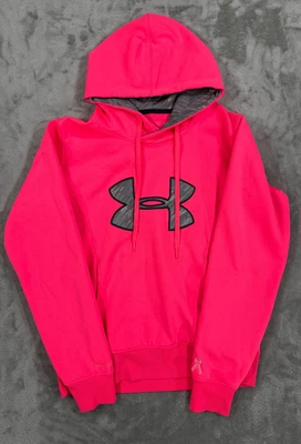 Sudadera con capucha Under Armour ColdGear Storm para mujer M rosa concienciación sobre el cáncer de mama manchada Foto 1 de 4