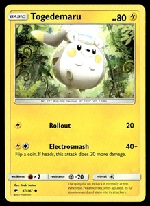 Togedemaru Common SM - Burning Shadows 47/147 LP Pokémon TCG - Picture 1 of 2