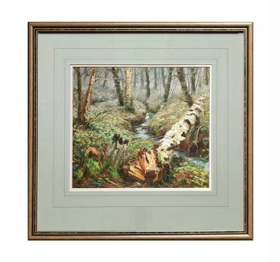 DAVID ALDUS ORIGINAL ÖLGEMÄLDE - Gefallene Silberbirke - Waldwald - Bild 1 von 3