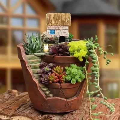 City of Sky Resin Planter Pot | Creative Resin Flower Pot | Indoor Outdoor - Image 1 of 4