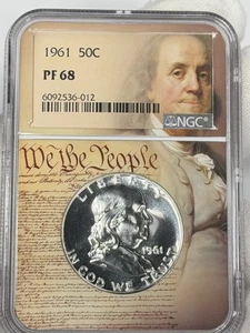 1961-P 50c Franklin Half Dollar NGC PF68 PR68 Silver Benjamin US Coin PROOF - Picture 1 of 4