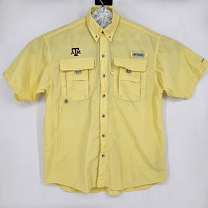 Texas A&M Aggies Shirt Mens Small  Columbia Button Up PFG Yellow Vented S - Picture 1 of 13