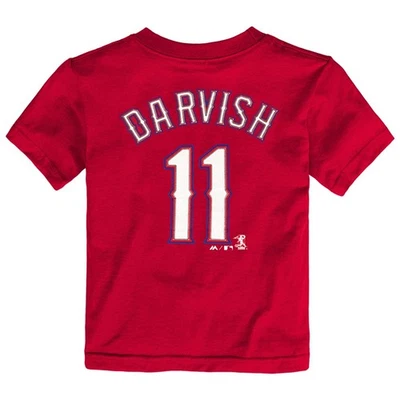 Camiseta deportiva roja infantil Yu Darvish Majestic MLB Texas Rangers N&N Foto 1 de 2