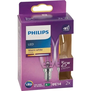 Philips Lampadina LED Candela Filamento, 2 Pezzi, Equivalente a 25W, Attacc QgyC - Foto 1 di 3