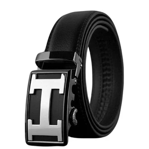 QHA Mens Ratchet Leather Belt Automatic Buckle 35mm Wide Q37 - Picture 1 of 35