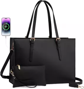 Laptop Bag for Women, Fashion Computer Tote Large Capacity, Leather Shoulder Bag - Picture 1 of 12