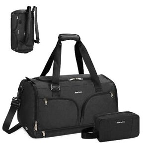  Gym Bag for Women Men Sports Backpack with Wet Pocket & Shoes Black
