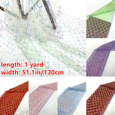 1 Yard Scale Sequin Mesh Fabric Sheer Costume Dresses Decoration DIY Crafts