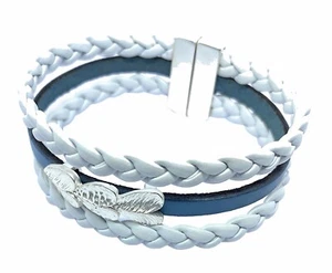 Wrap Around Bracelet, Multilayer Leaf Bracelet with Magnetic Clasp, Faux Leather - Picture 1 of 3