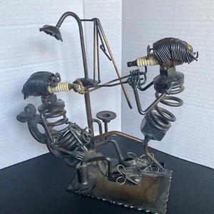 NUTS BOLTS SPRINGS WIRE METAL ART SCULPTURE DENTIST PULLING TEETH IN OFFICE 10"  - Picture 1 of 12