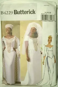 2004 Butterick B4229 Wedding dress sewing pattern 14-16-18 Uncut with directions - Picture 1 of 3