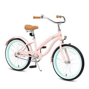 Girls Beach Cruiser Bike for Kids 5-13 Coral Pink 20" With Kickstand Only - Picture 1 of 7