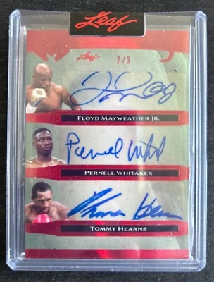 FLOYD MAYWEATHER JR. WHITAKER HEARNS 2/3  2023 Leaf Magnificence with box - Image 1 of 4