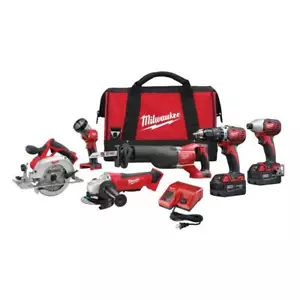 Kit de herramientas combo inalámbrico Milwaukee M18 6 herramientas taladro sierra de impacto luz amoladora - Imagen 1 de 12