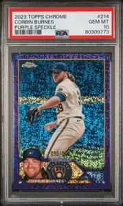 Topps Chrome Corbin Burnes Purple Speckle Refractor #214 Brewers POP 1 PSA 10 - Picture 1 of 2