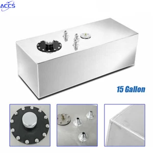 15 Gallon 60L Polished Aluminum Race Fuel Cell Gas Tank With Cap + Level Sender - Picture 1 of 8