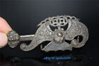 Collecti Folk Art Chinese Old Style Bronze Lucky Wealth Bat Lock With Key 22993