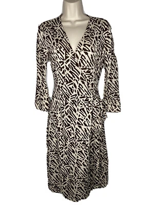 Vestido envolvente de jersey geométrico de seda Diane Von Furstenberg DVF talla 4 Foto 1 de 4
