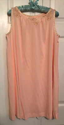 Camisón vintage para mujer Gossard Artemisa melocotón sin mangas tricot bordado de nailon Foto 1 de 4